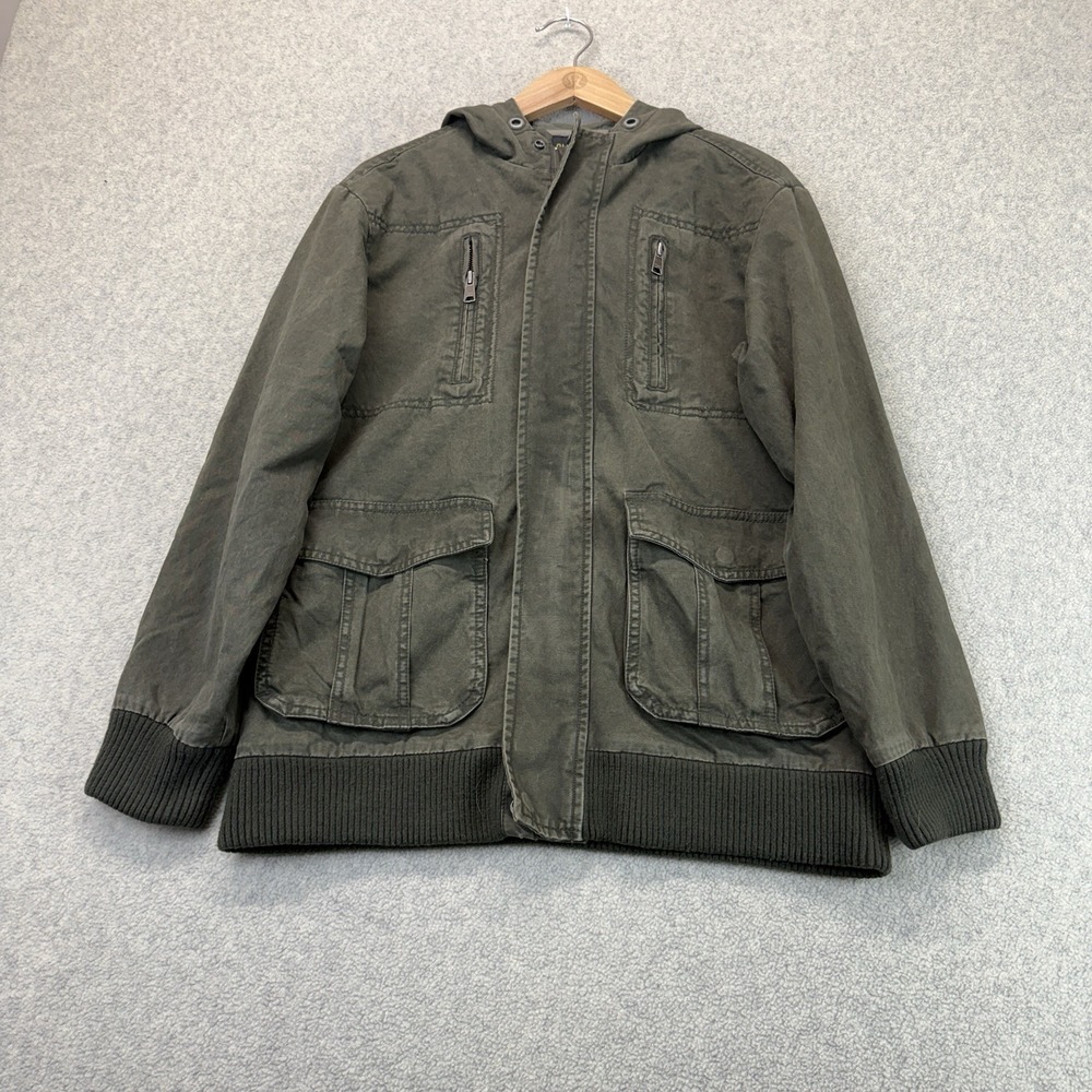 LVintage Old Navy Men's Hooded Utility Field Jacket Olive Green XL